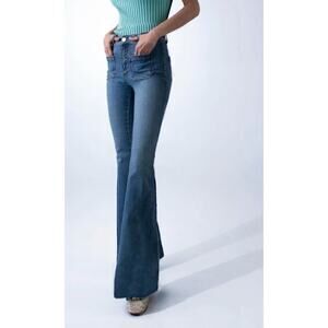 Alvin Valley Doyenne Flare Jeans High Rise Indigo luxury USA Denim 28" NEW 42R
